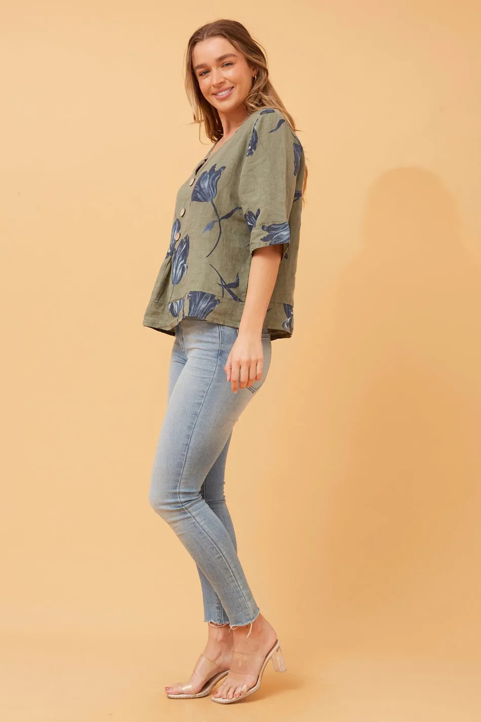ETNA FLORAL LINEN TOP