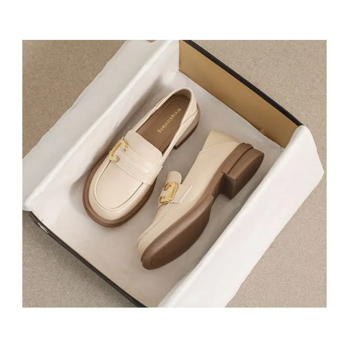 Faux Leather Round Toe Loafers