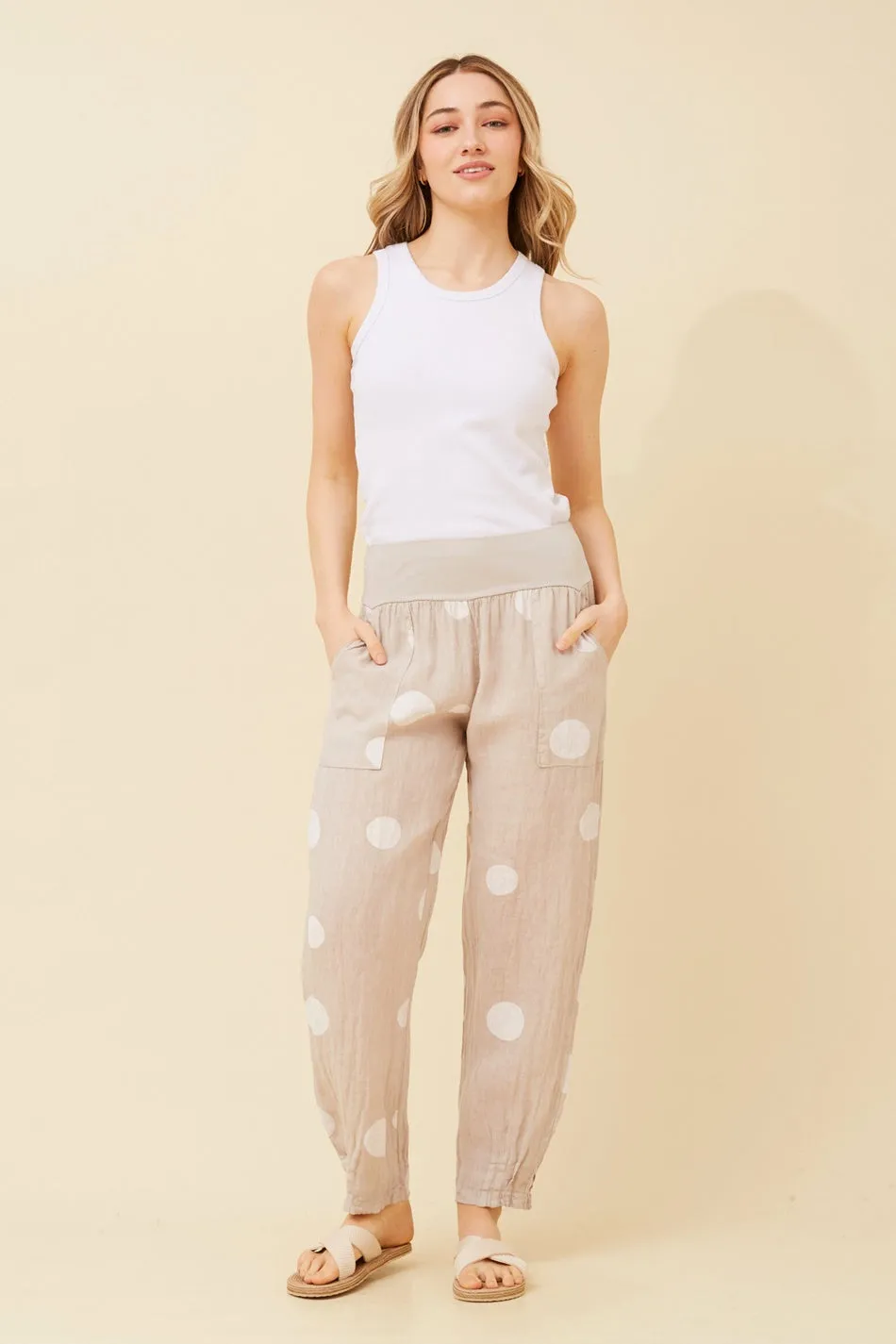 FINN POLKA DOT LINEN PANTS
