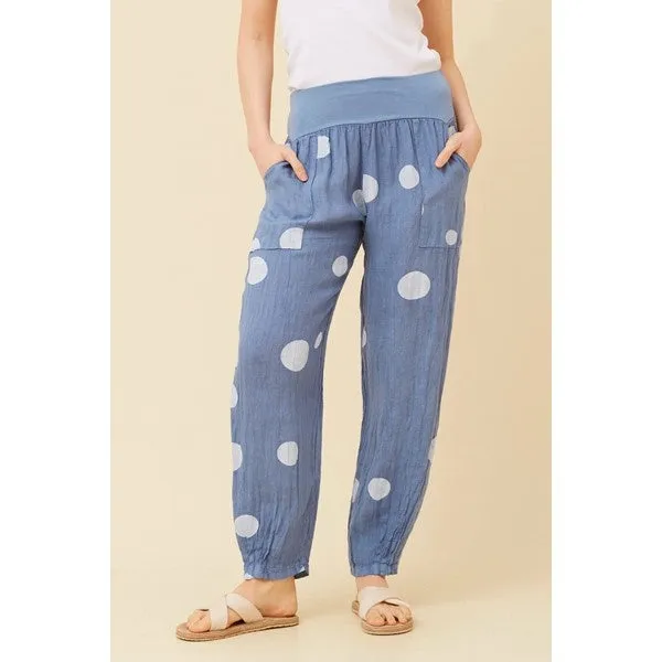 FINN POLKA DOT LINEN PANTS