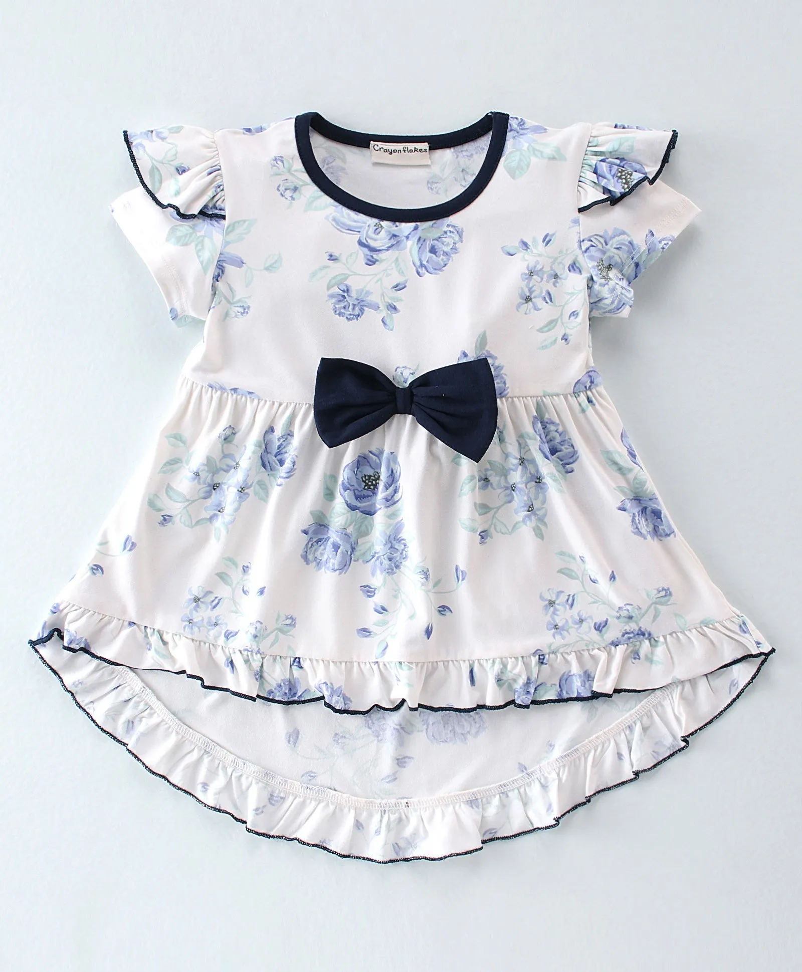 Floral Frilled High Low Top Short Set