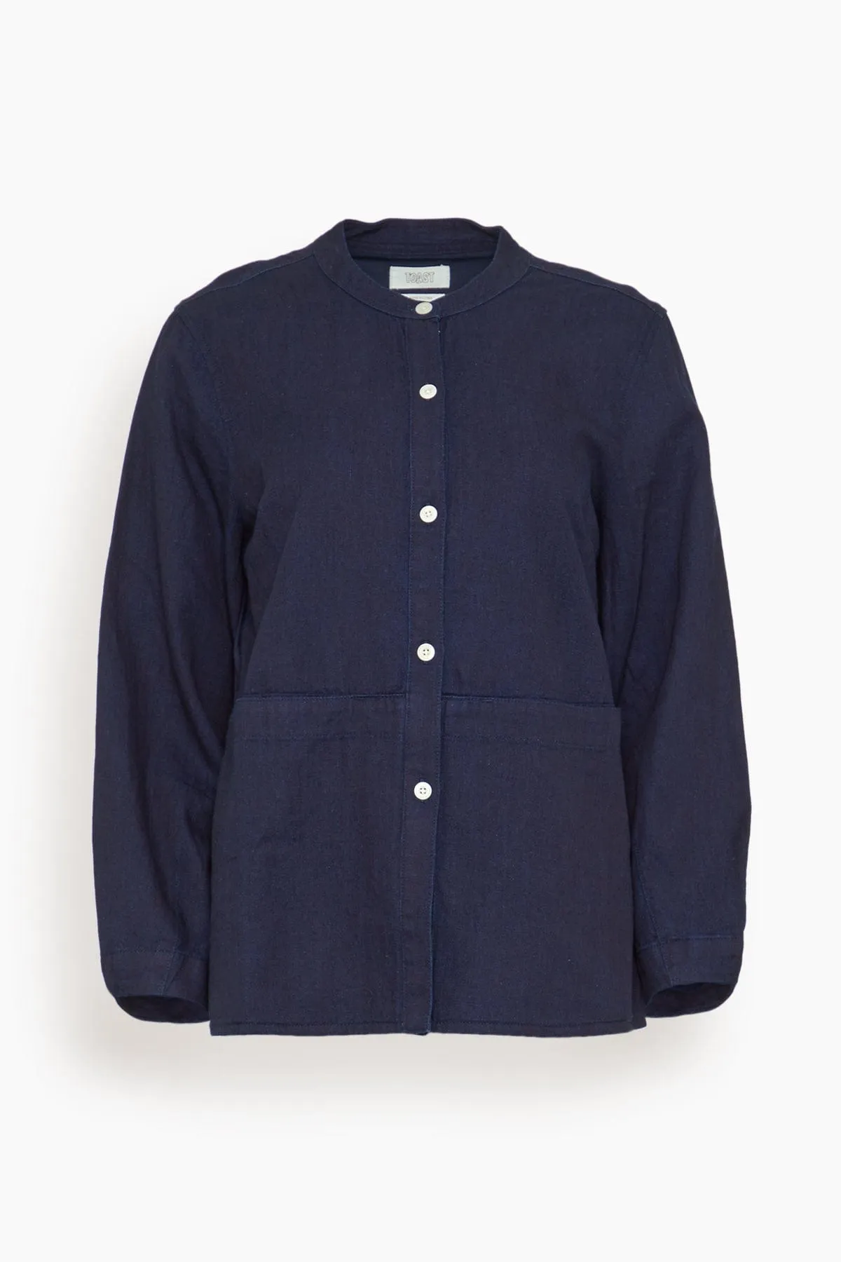 Front Pocket Soft Cotton Linen Twill Shirt in Indigo