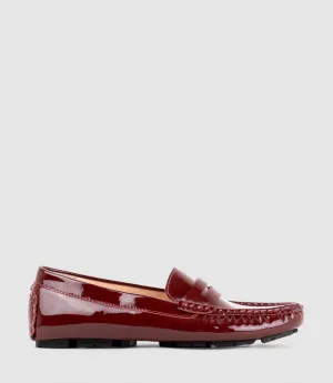 GRACEY Driving Moccasin in Black Cherry Patent