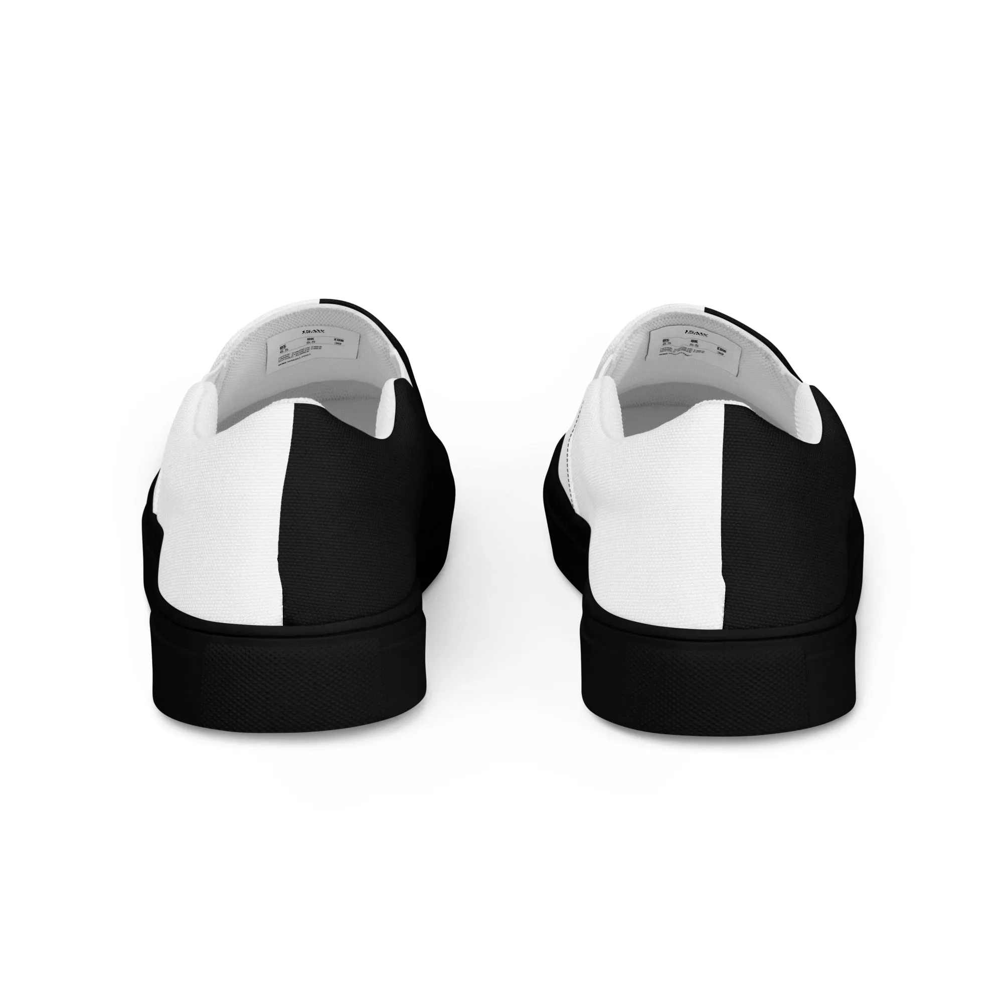 Half Black Half White - Mens Slip-On Canvas Shoes