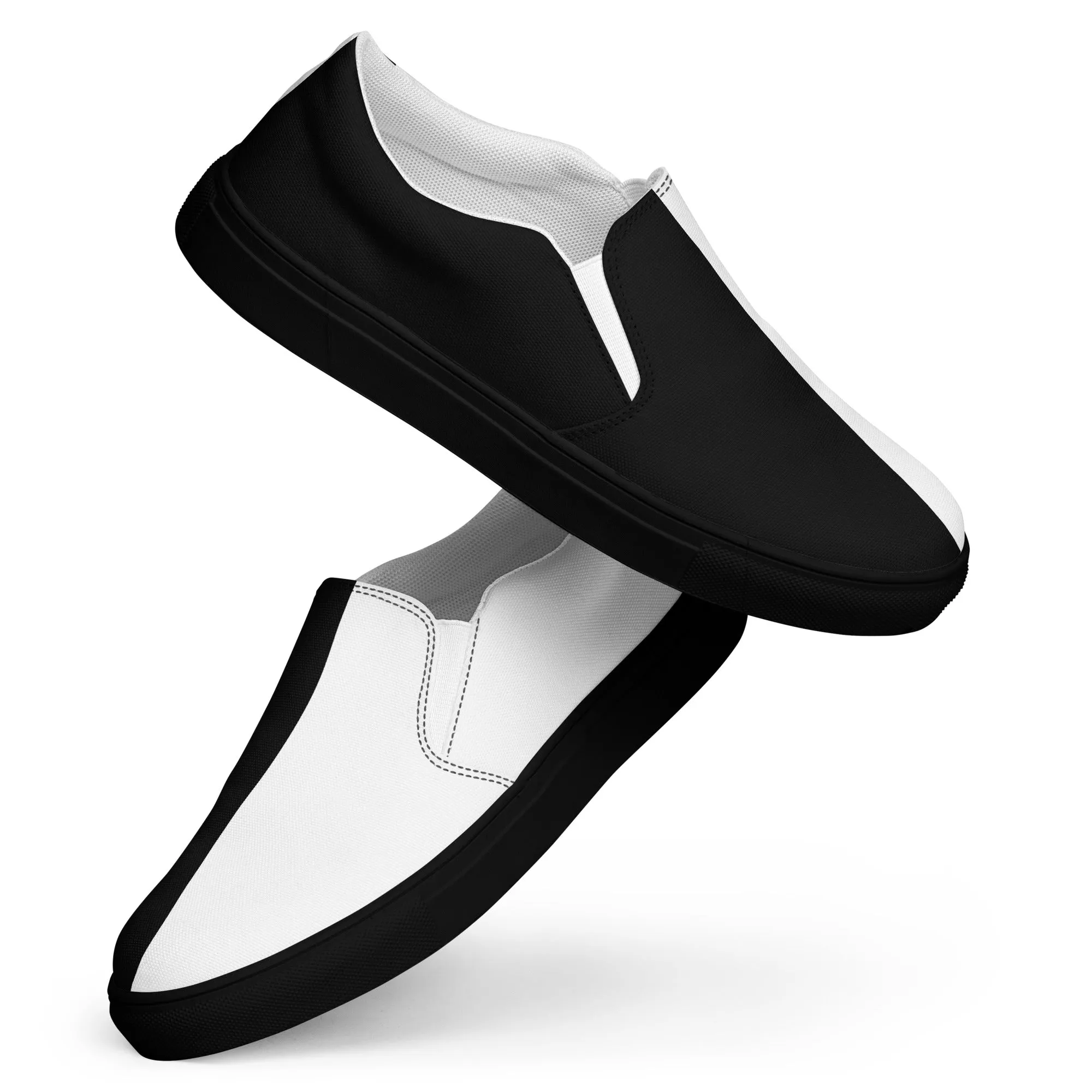 Half Black Half White - Mens Slip-On Canvas Shoes