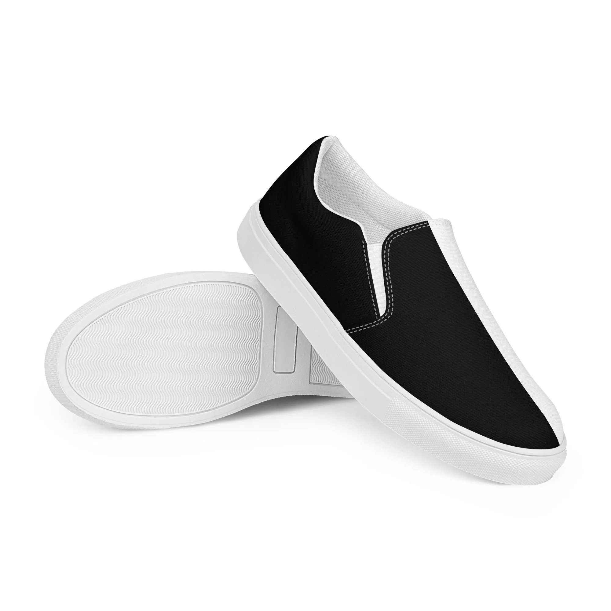 Half Black Half White - Mens Slip-On Canvas Shoes