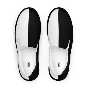 Half Black Half White - Mens Slip-On Canvas Shoes