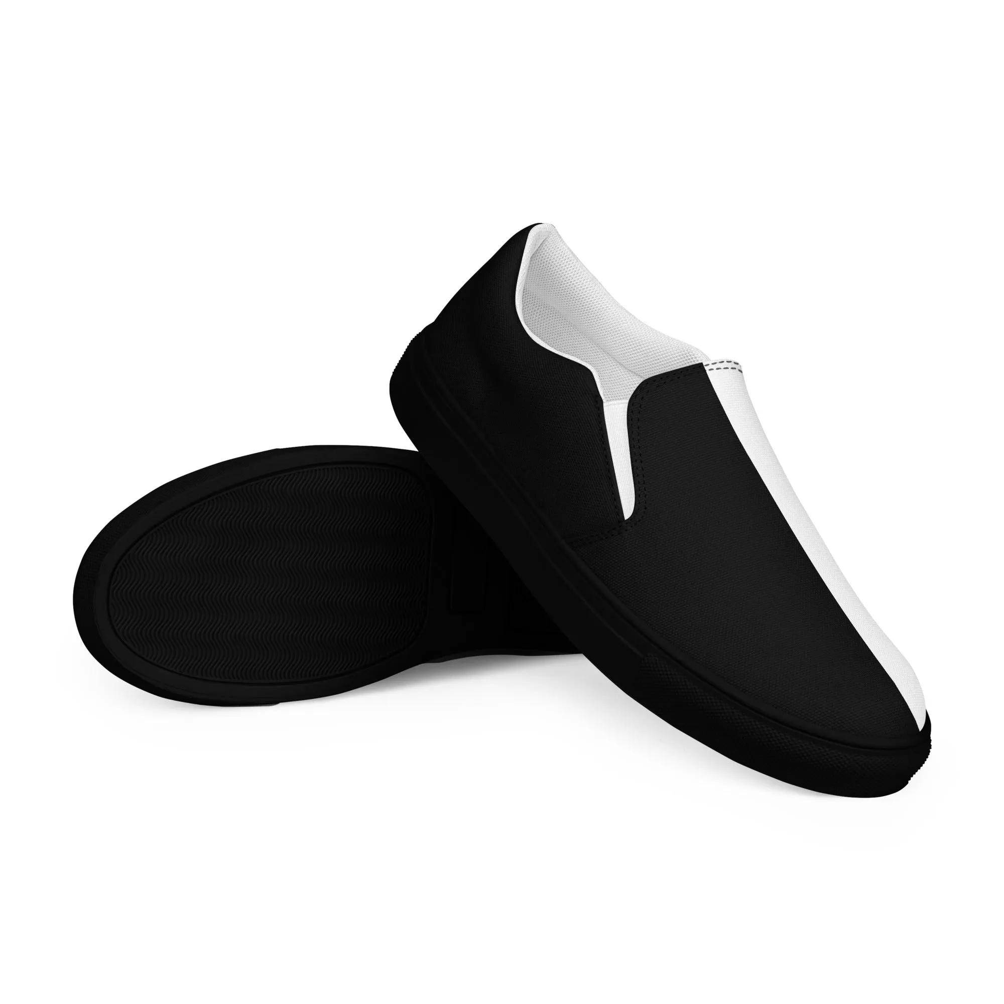 Half Black Half White - Mens Slip-On Canvas Shoes