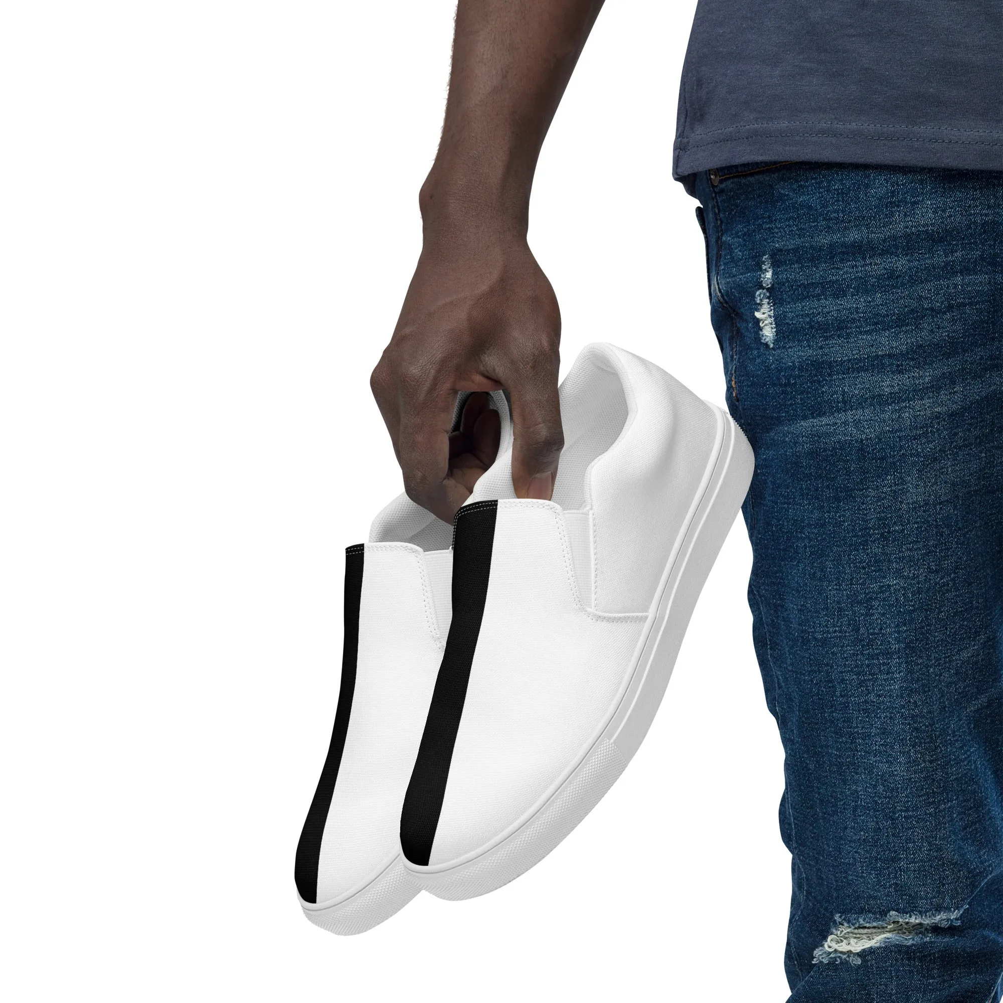 Half Black Half White - Mens Slip-On Canvas Shoes