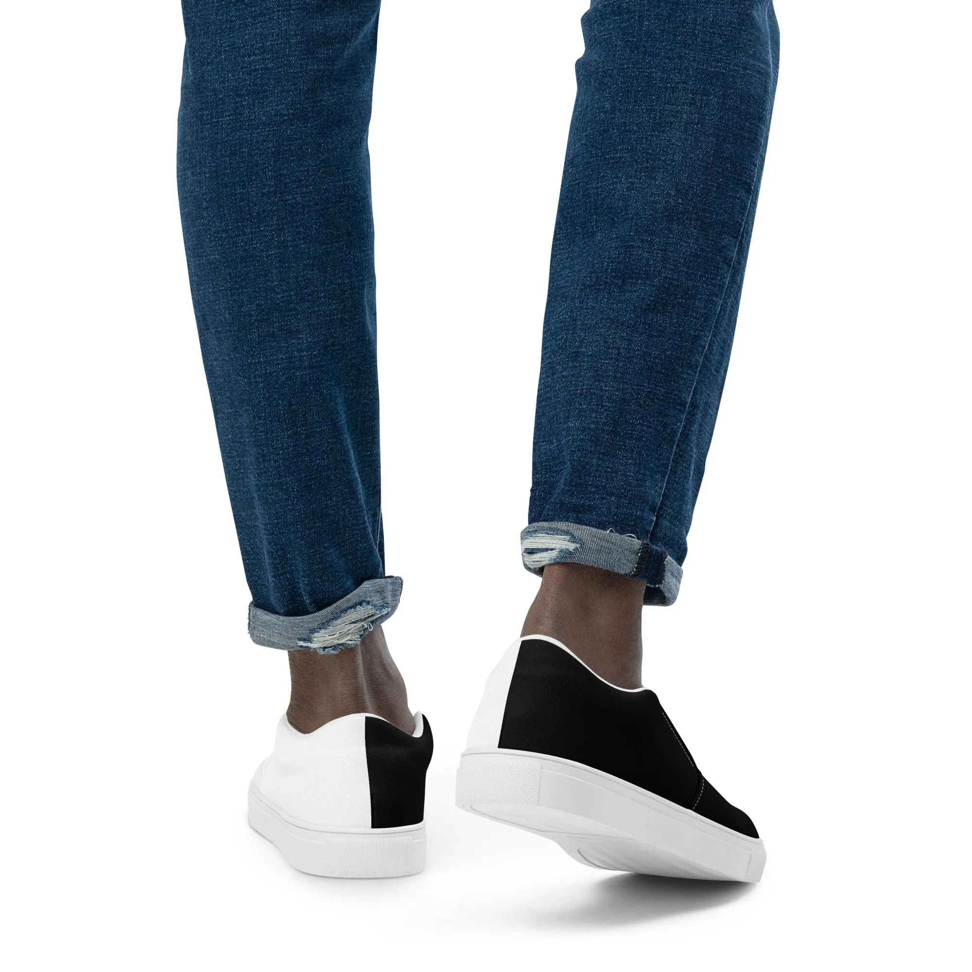 Half Black Half White - Mens Slip-On Canvas Shoes