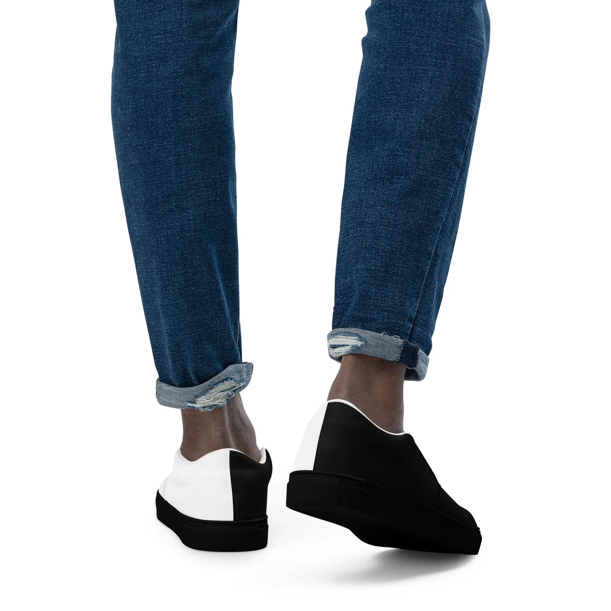 Half Black Half White - Mens Slip-On Canvas Shoes
