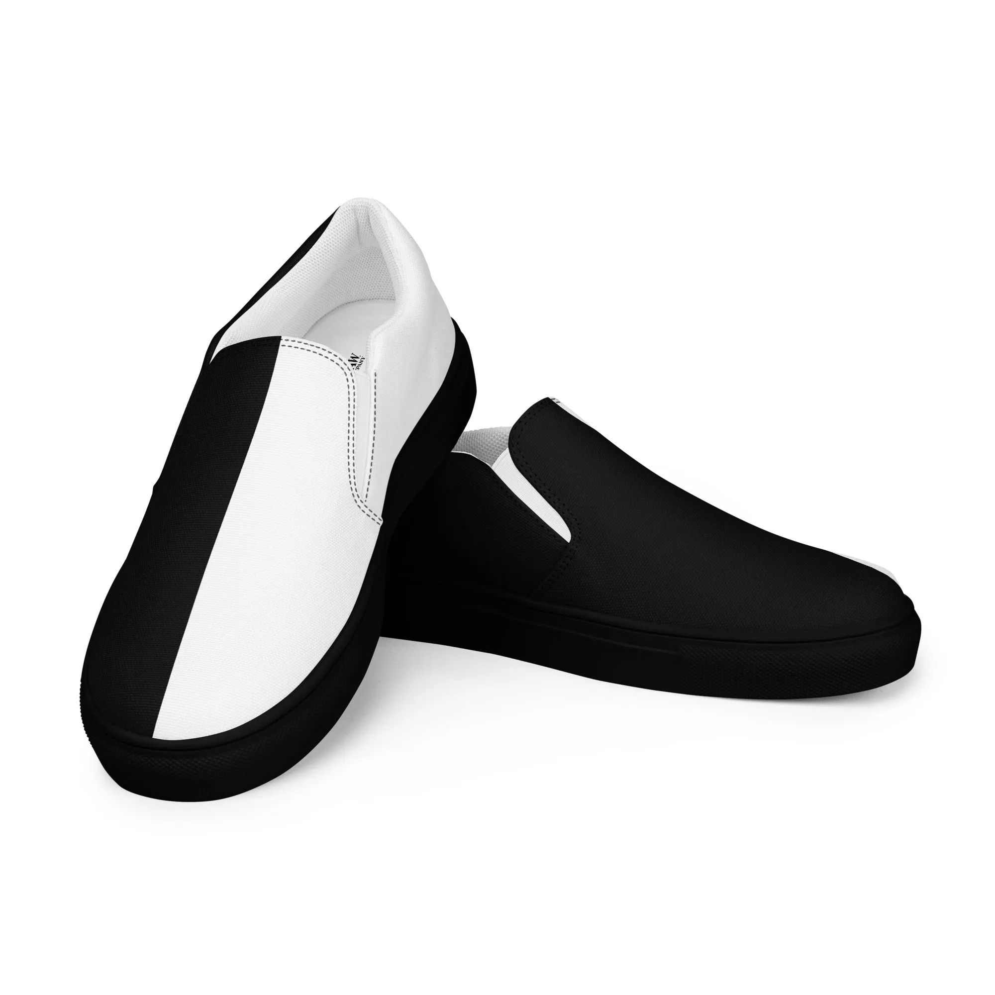 Half Black Half White - Mens Slip-On Canvas Shoes