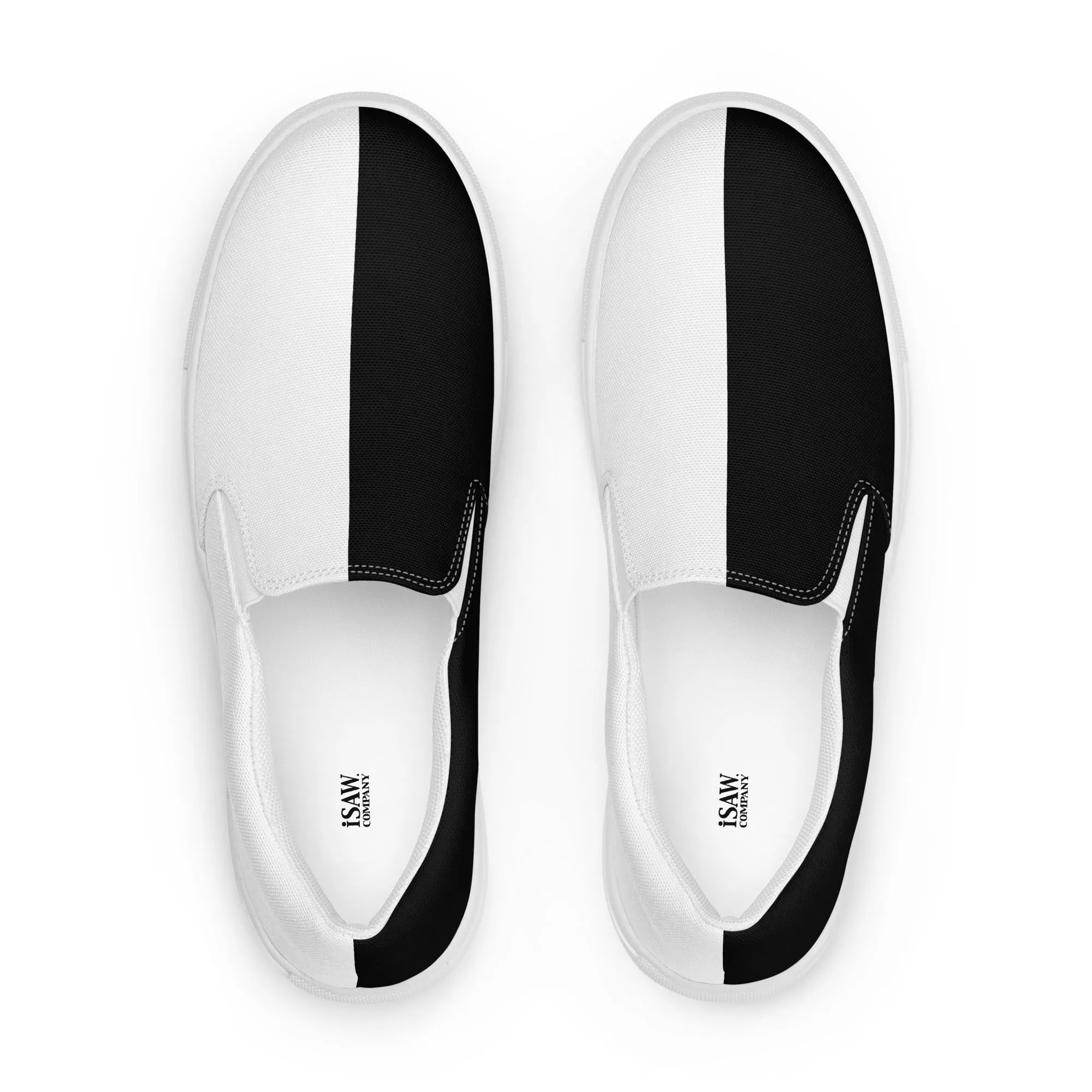 Half Black Half White - Mens Slip-On Canvas Shoes