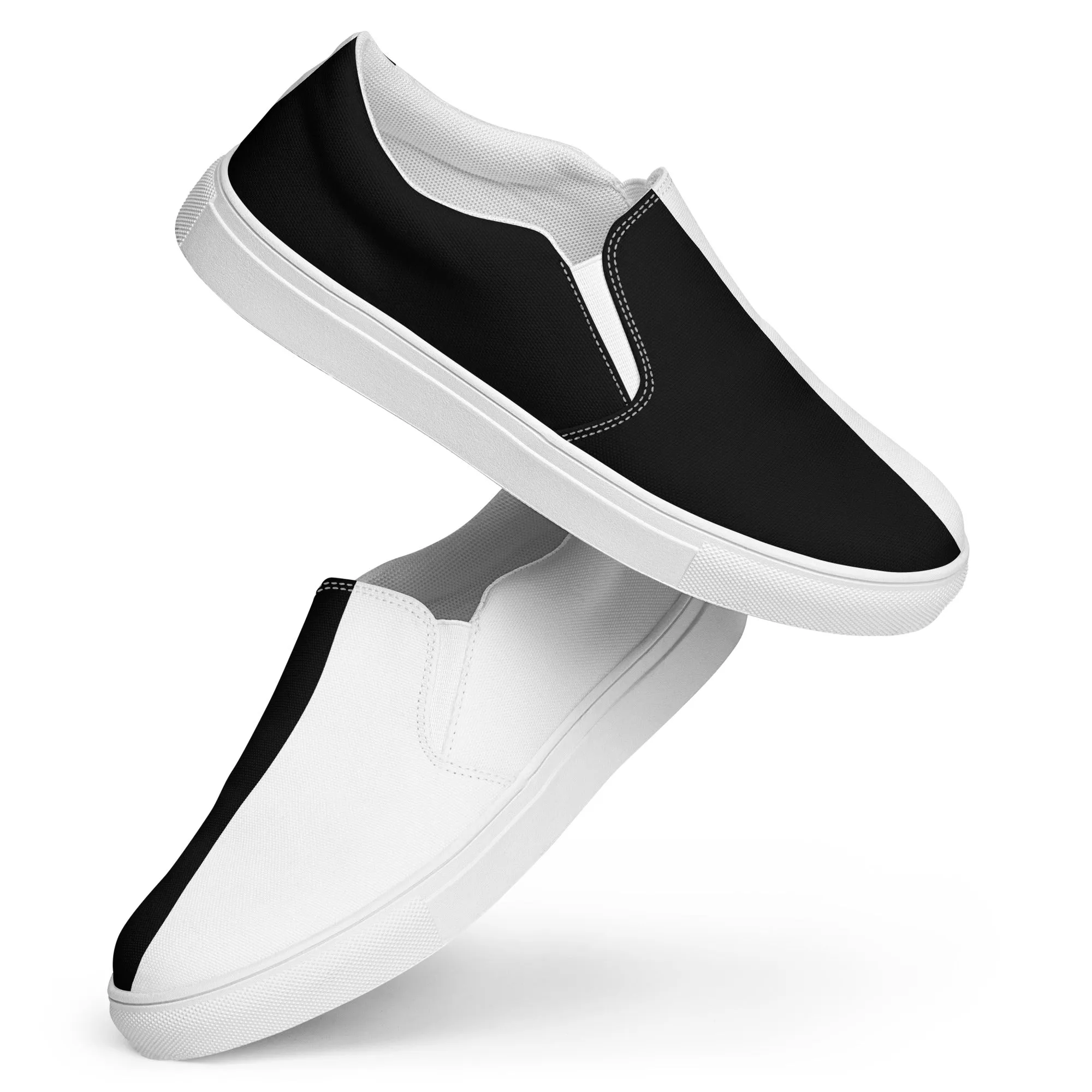 Half Black Half White - Mens Slip-On Canvas Shoes