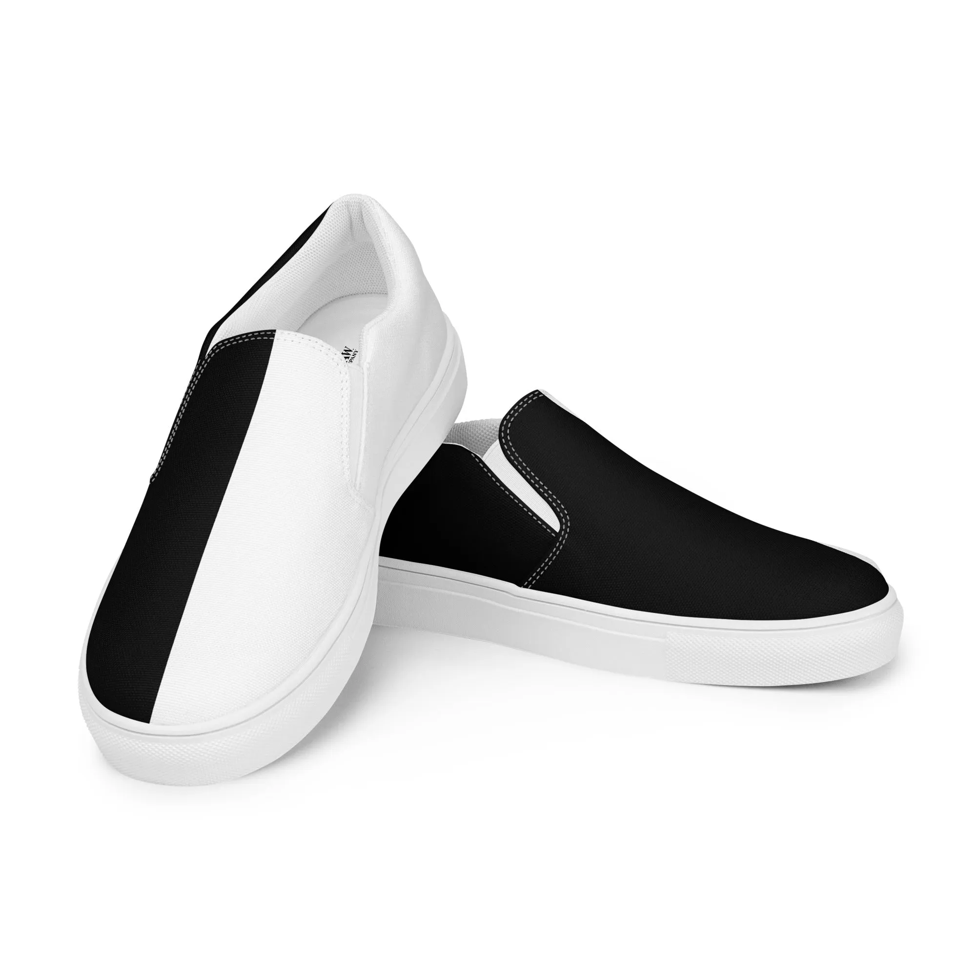 Half Black Half White - Mens Slip-On Canvas Shoes