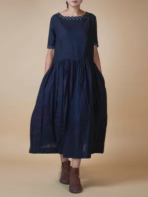 Hand Embroidered Hand Woven Dress Cotton Black