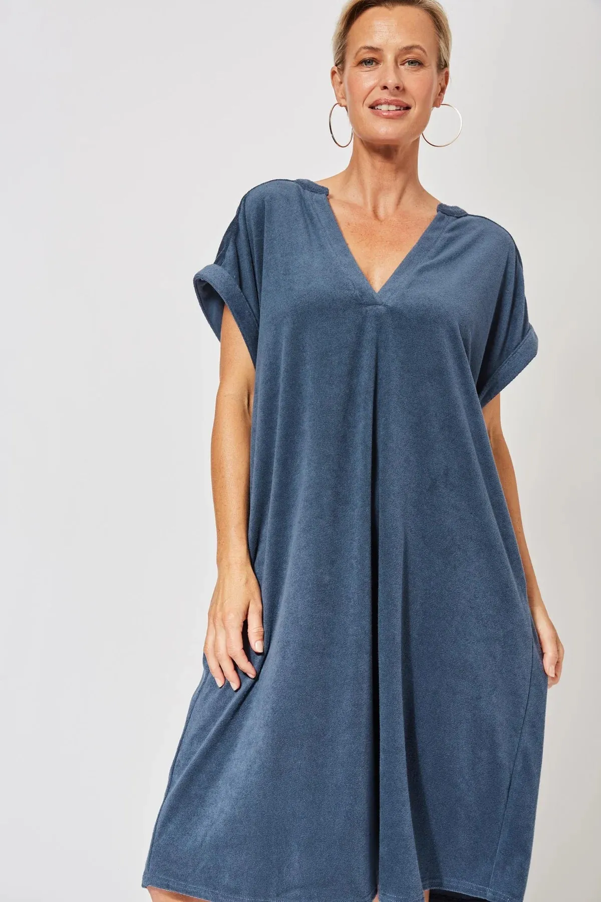 Haven Maluku towelling holiday dress Indigo