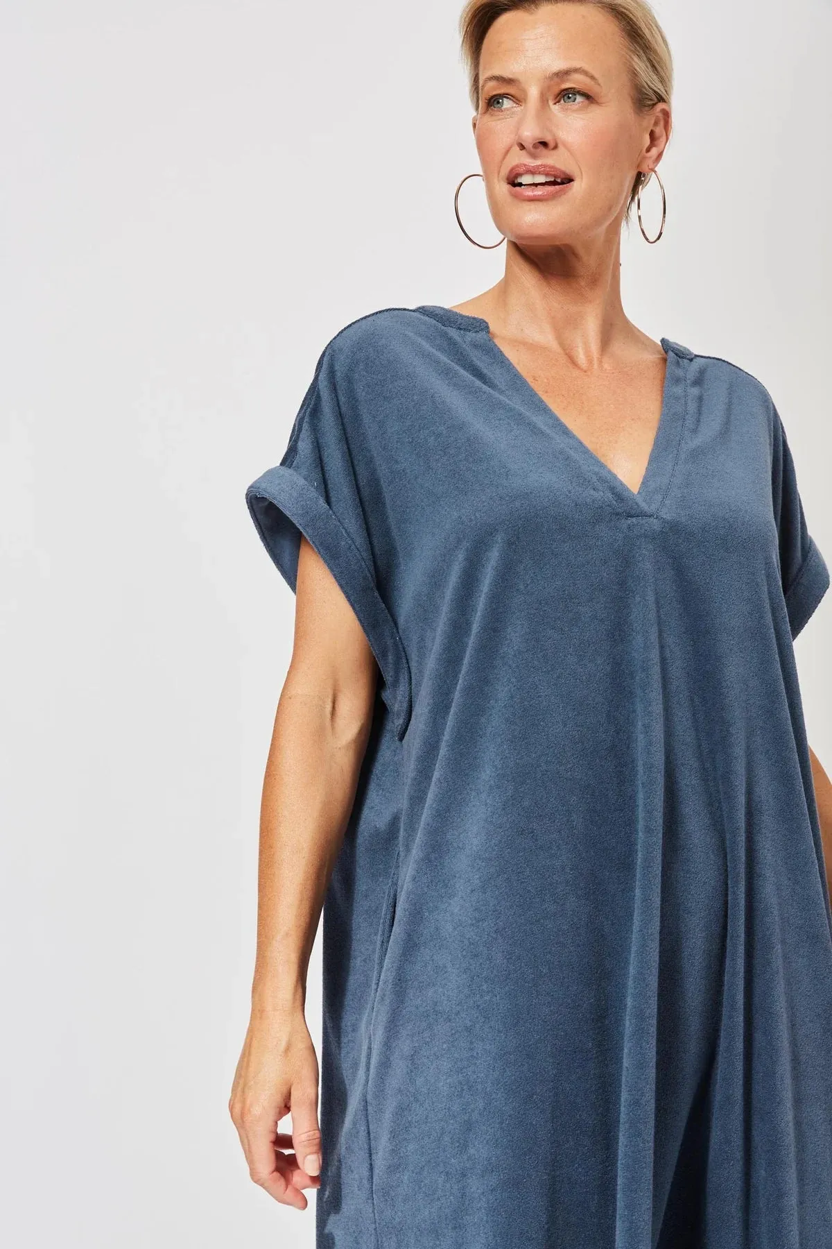 Haven Maluku towelling holiday dress Indigo