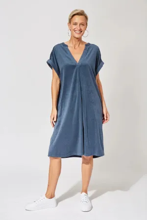 Haven Maluku towelling holiday dress Indigo