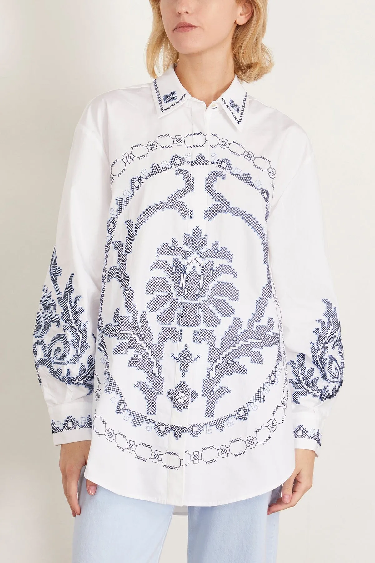 Hazel Embroidered Shirt in White