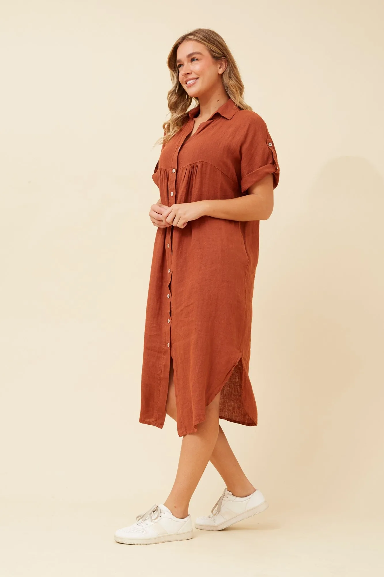 HAZELINA LINEN SHIRT DRESS