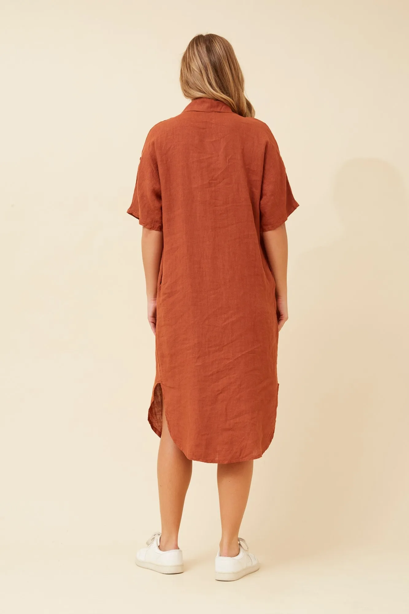 HAZELINA LINEN SHIRT DRESS