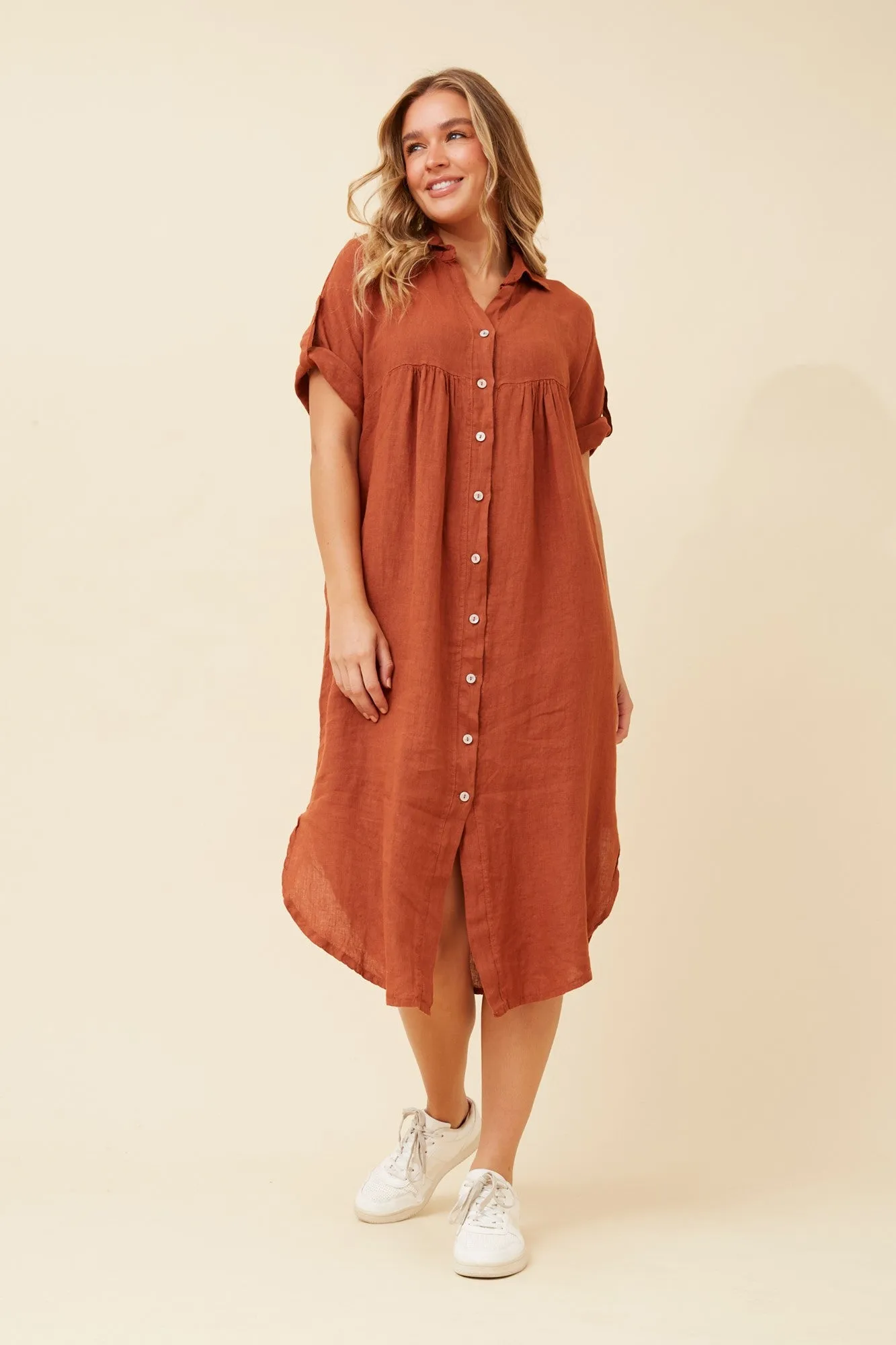 HAZELINA LINEN SHIRT DRESS