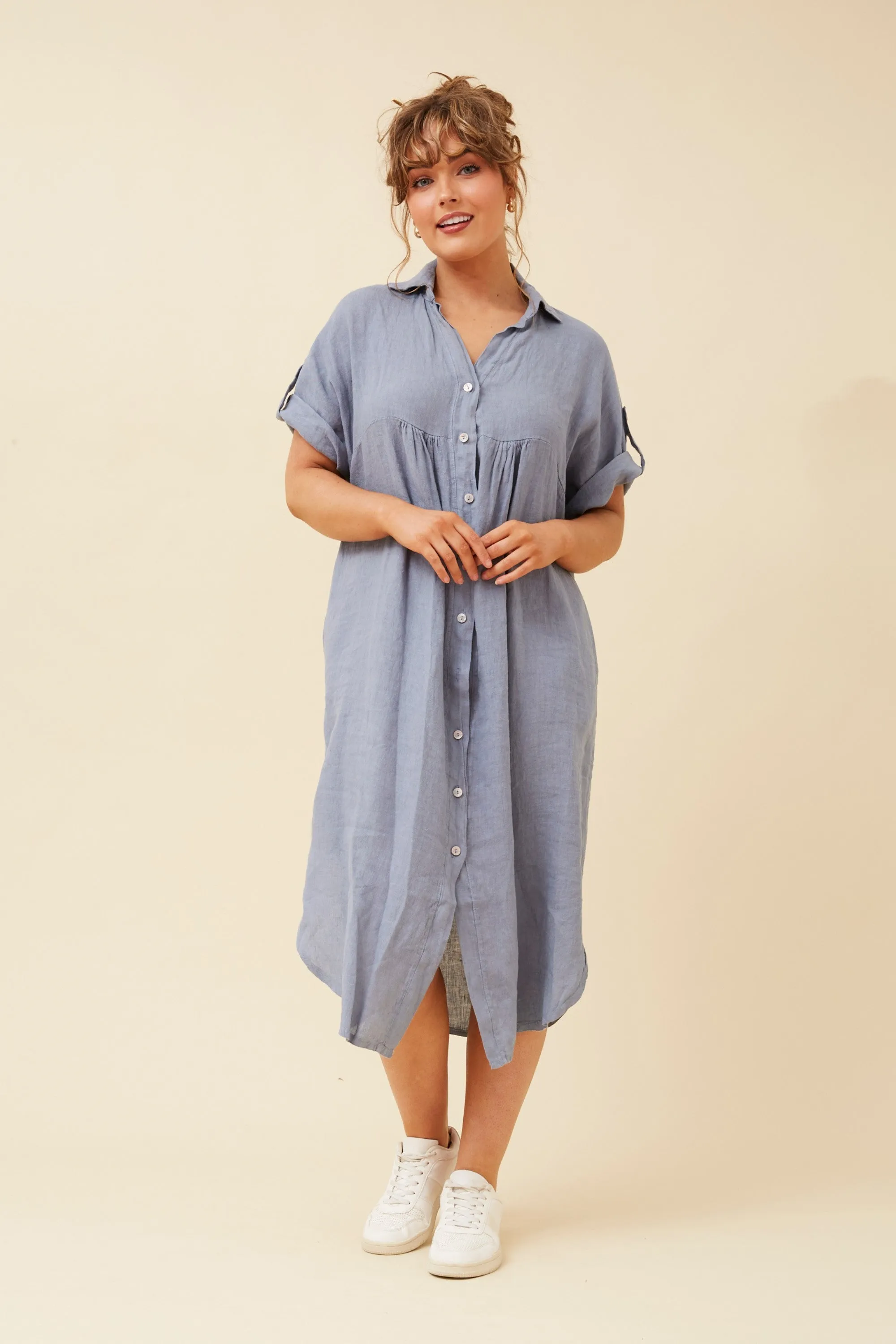 HAZELINA LINEN SHIRT DRESS