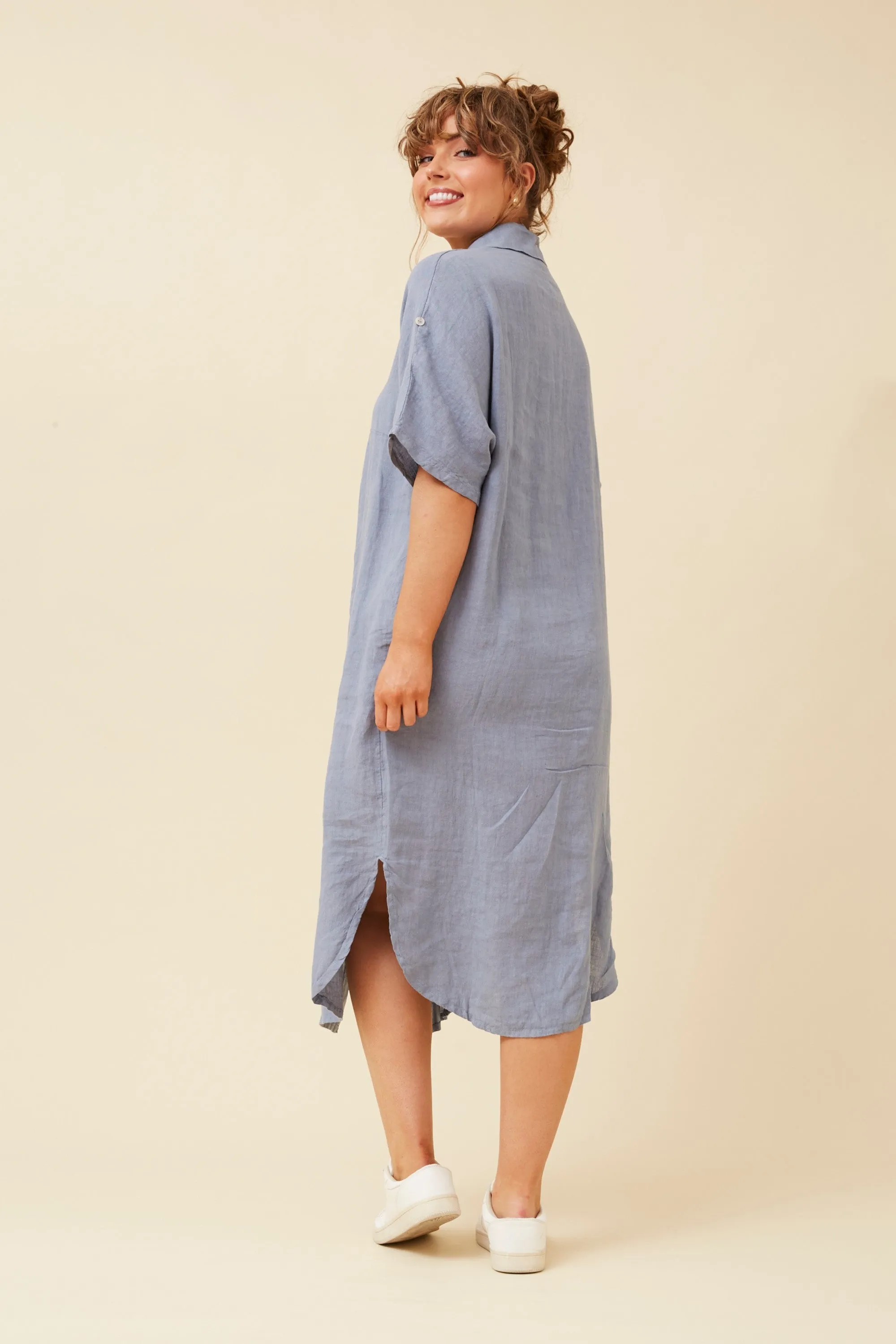 HAZELINA LINEN SHIRT DRESS
