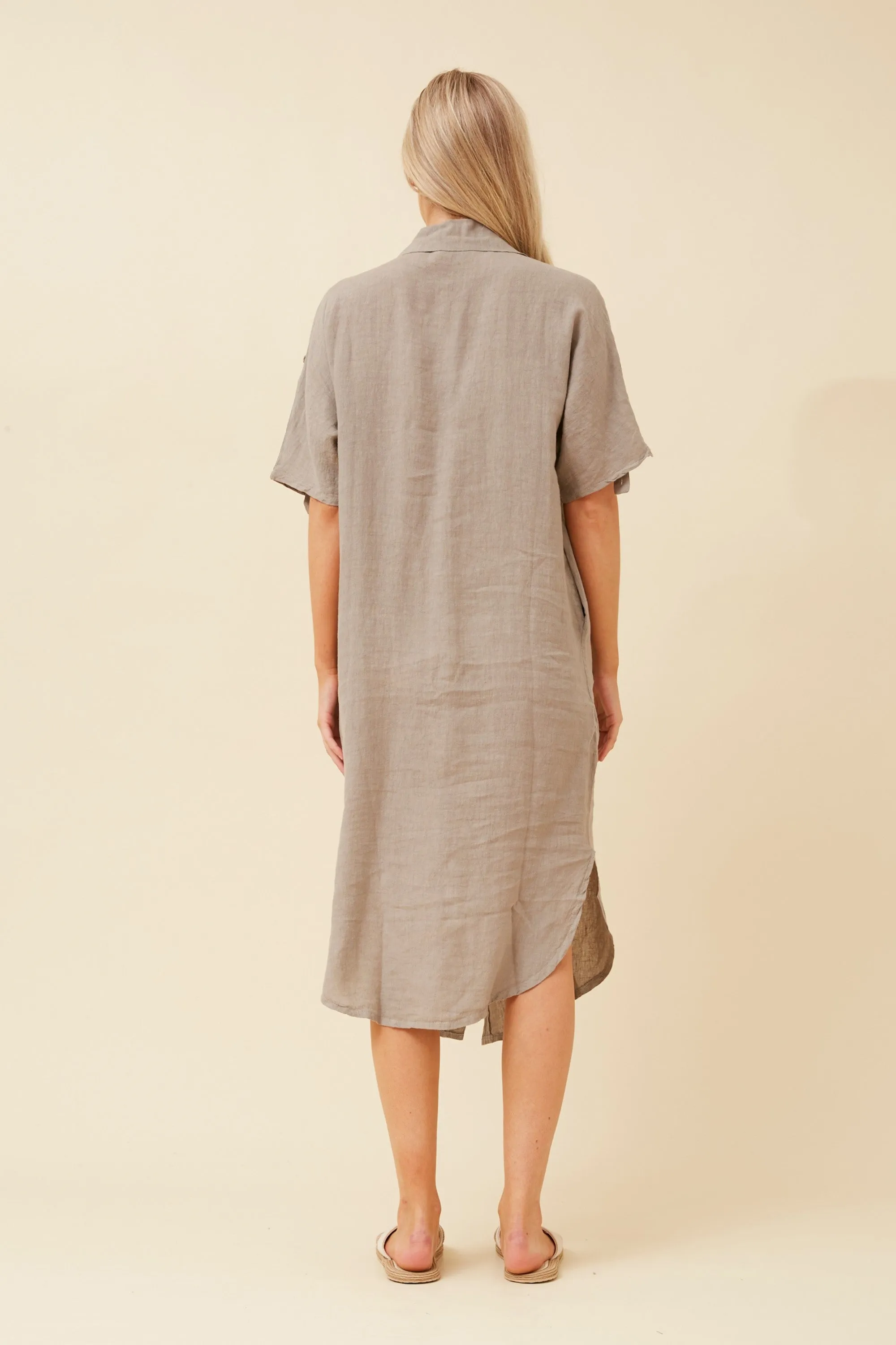 HAZELINA LINEN SHIRT DRESS