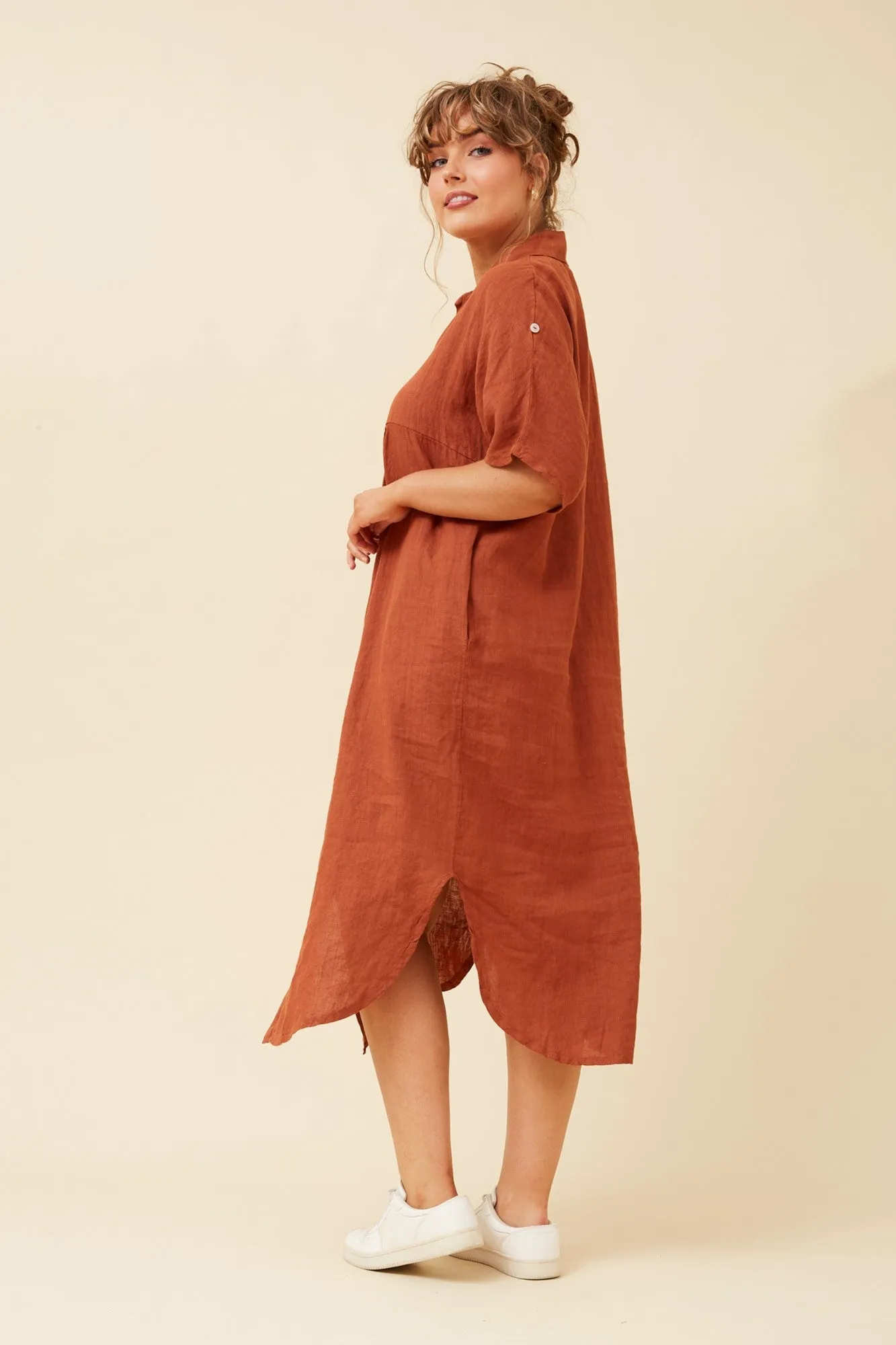 HAZELINA LINEN SHIRT DRESS