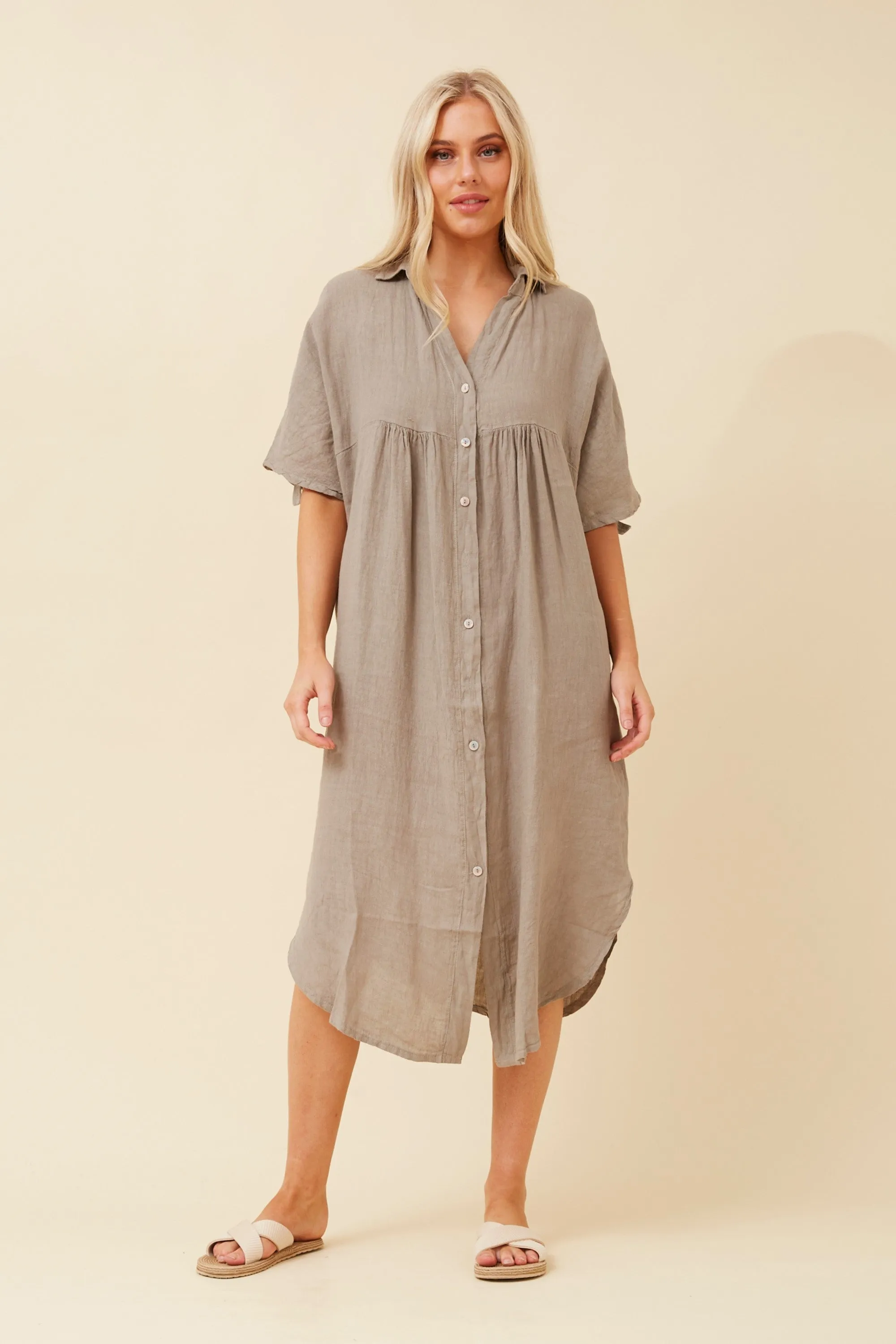HAZELINA LINEN SHIRT DRESS