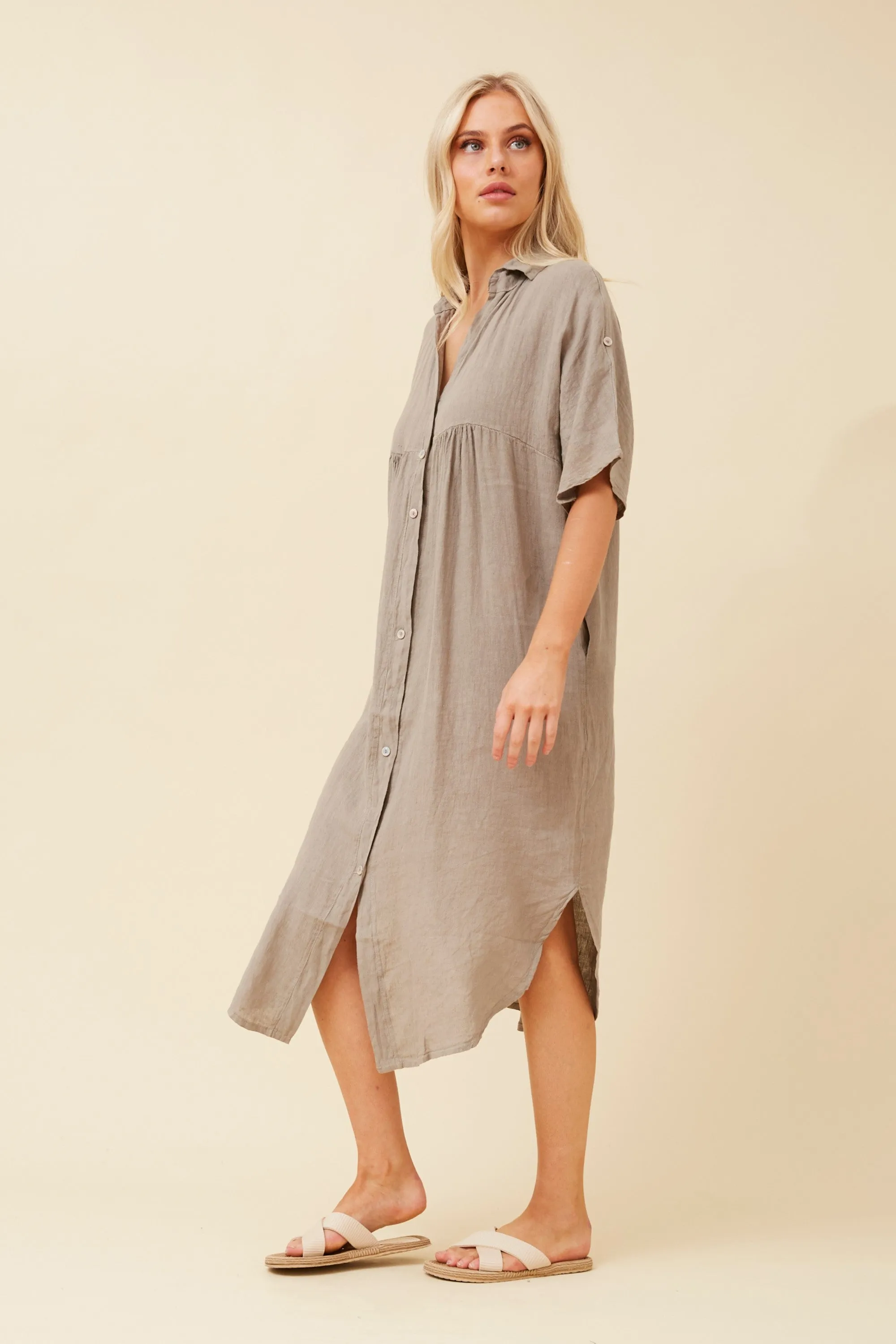 HAZELINA LINEN SHIRT DRESS
