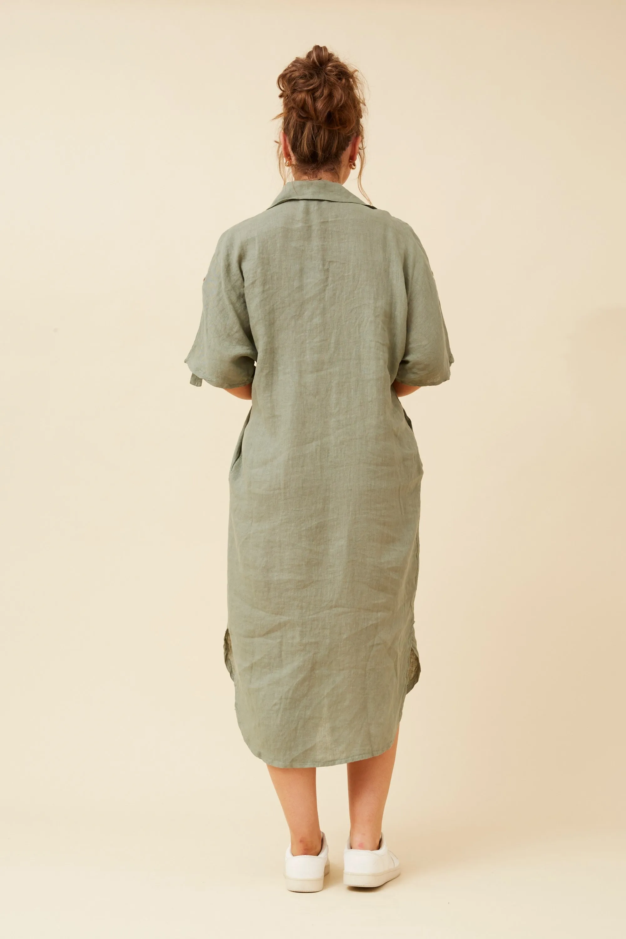 HAZELINA LINEN SHIRT DRESS