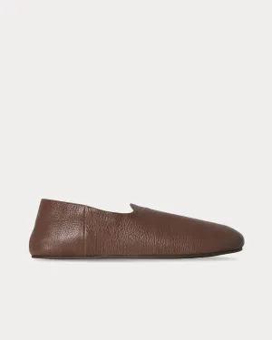 Hugh Leather Light Brown Slip Ons