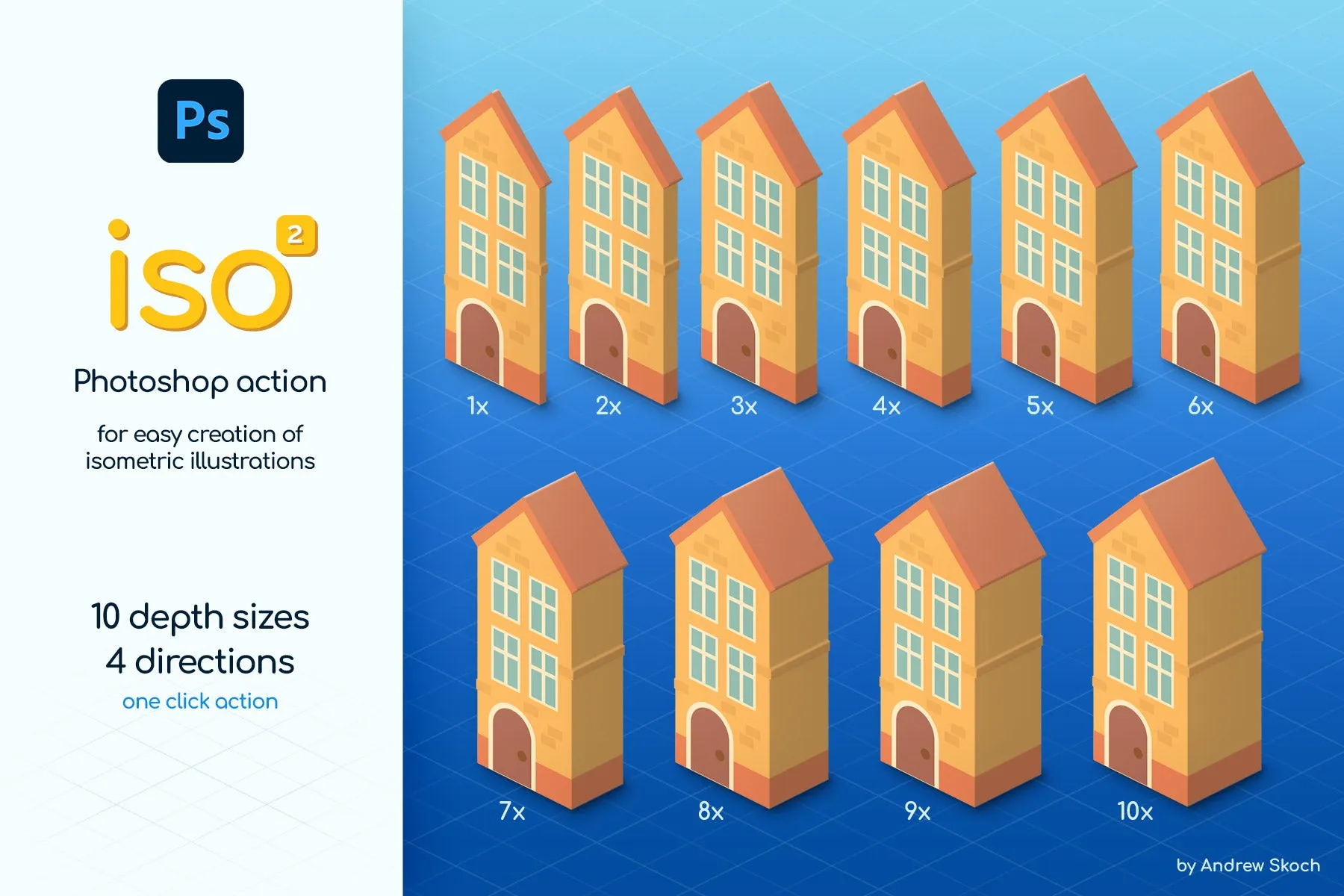 Isometric illustration Photoshop action