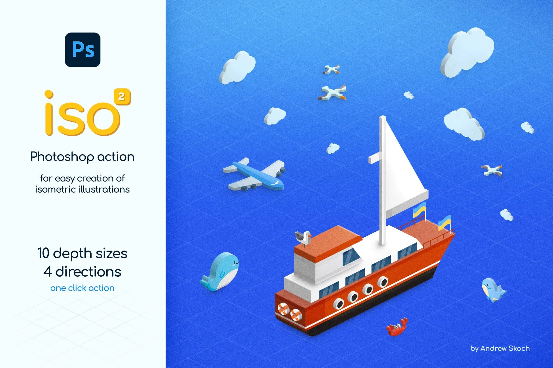 Isometric illustration Photoshop action
