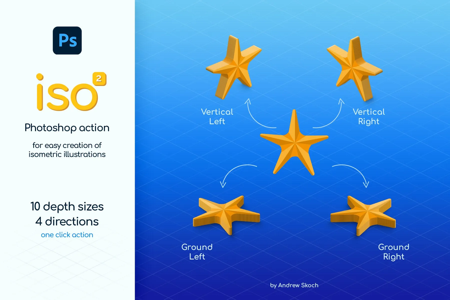Isometric illustration Photoshop action