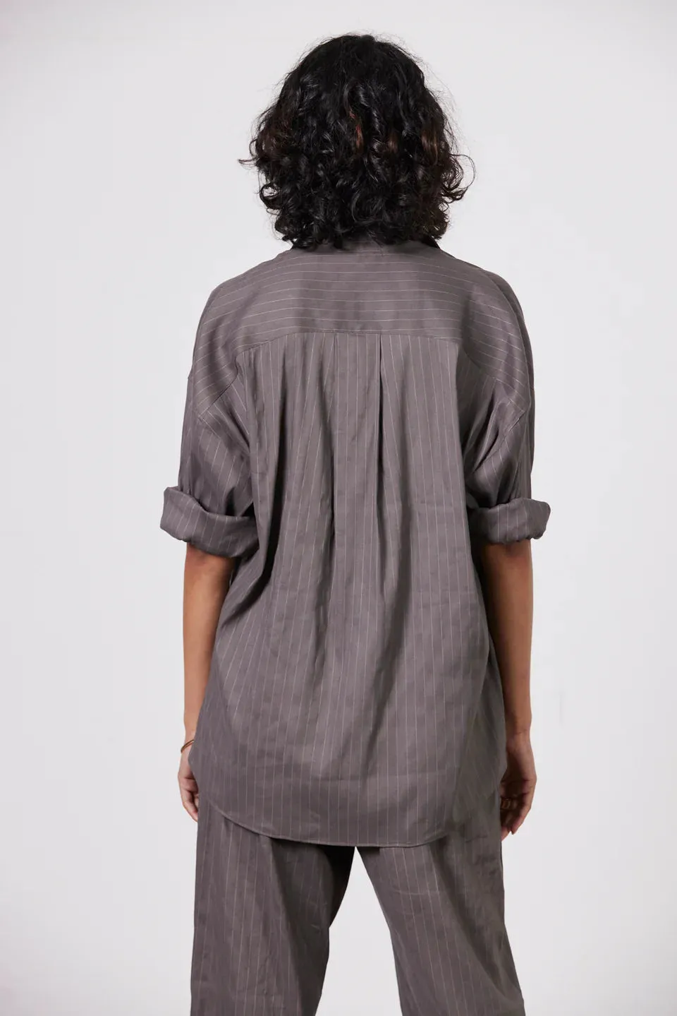 Jacque Shirt Deep Taupe/Ecru Stripe