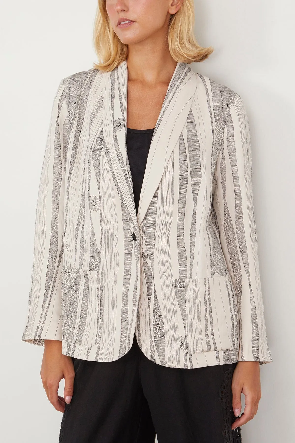Jai Jacket in Dirty White Black Print