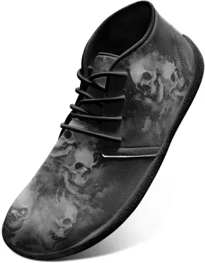 Jeiento Men's Gothic Skull Walking Shoes Wide Toe Barefoot Shoes Zero Drop Casual Sneakers