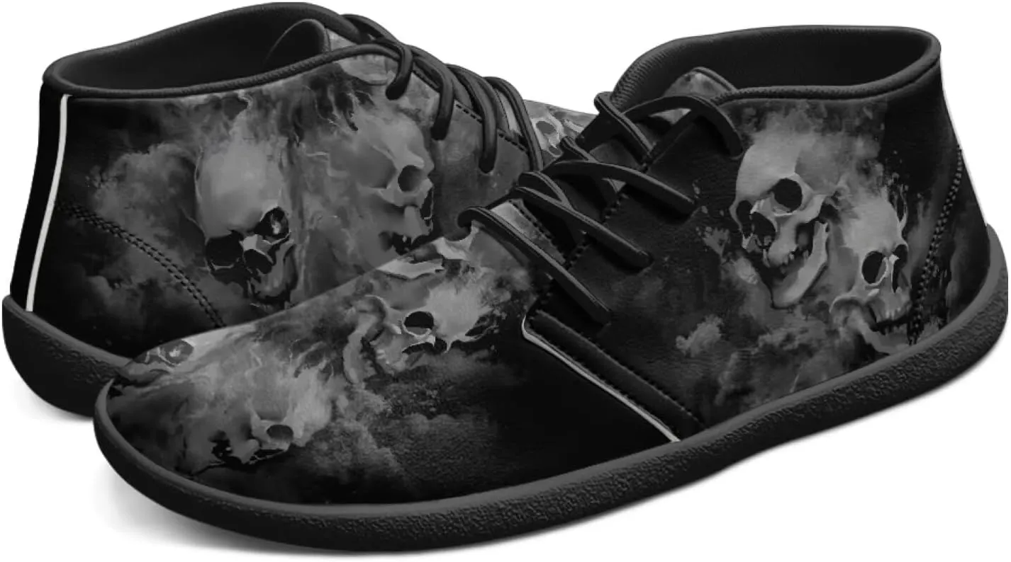 Jeiento Men's Gothic Skull Walking Shoes Wide Toe Barefoot Shoes Zero Drop Casual Sneakers