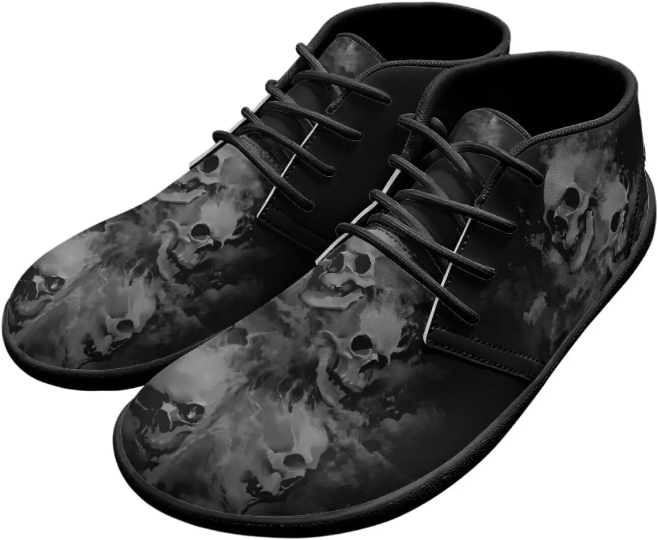 Jeiento Men's Gothic Skull Walking Shoes Wide Toe Barefoot Shoes Zero Drop Casual Sneakers