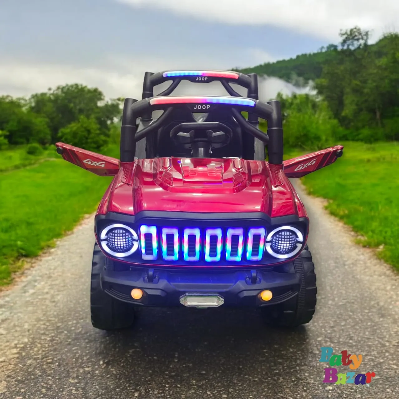 Joop Battery Operated Jeep for Kids Ride on Toy, Kids Car with Music & Light, Electric Car for Kids, Red