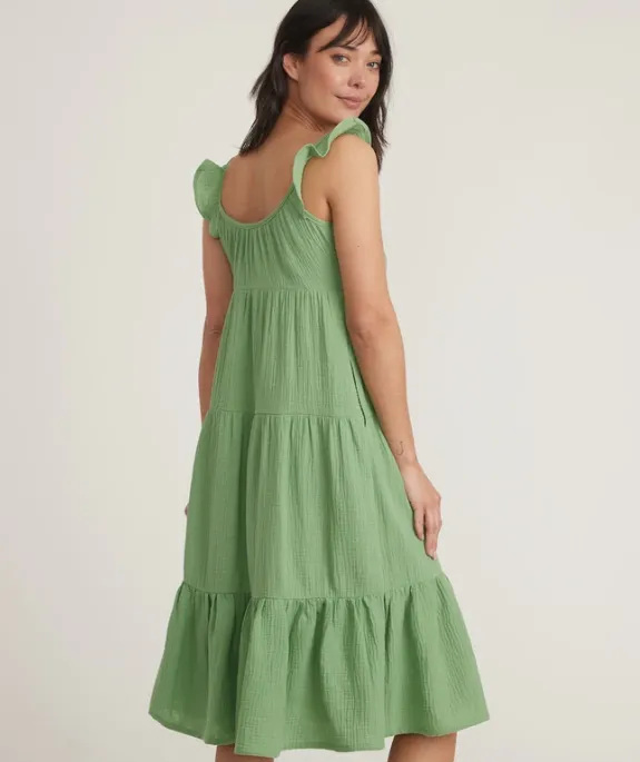 Jude Flutter Sleeve Dress - Jade Sheen