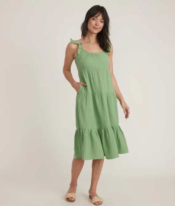 Jude Flutter Sleeve Dress - Jade Sheen