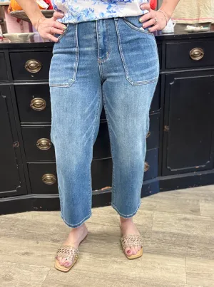 Judy Blue Spring Fever Cropped Wide Leg Jeans