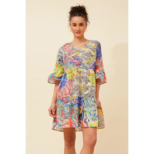 LEXRIE ABSTRACT PRINT DRESS