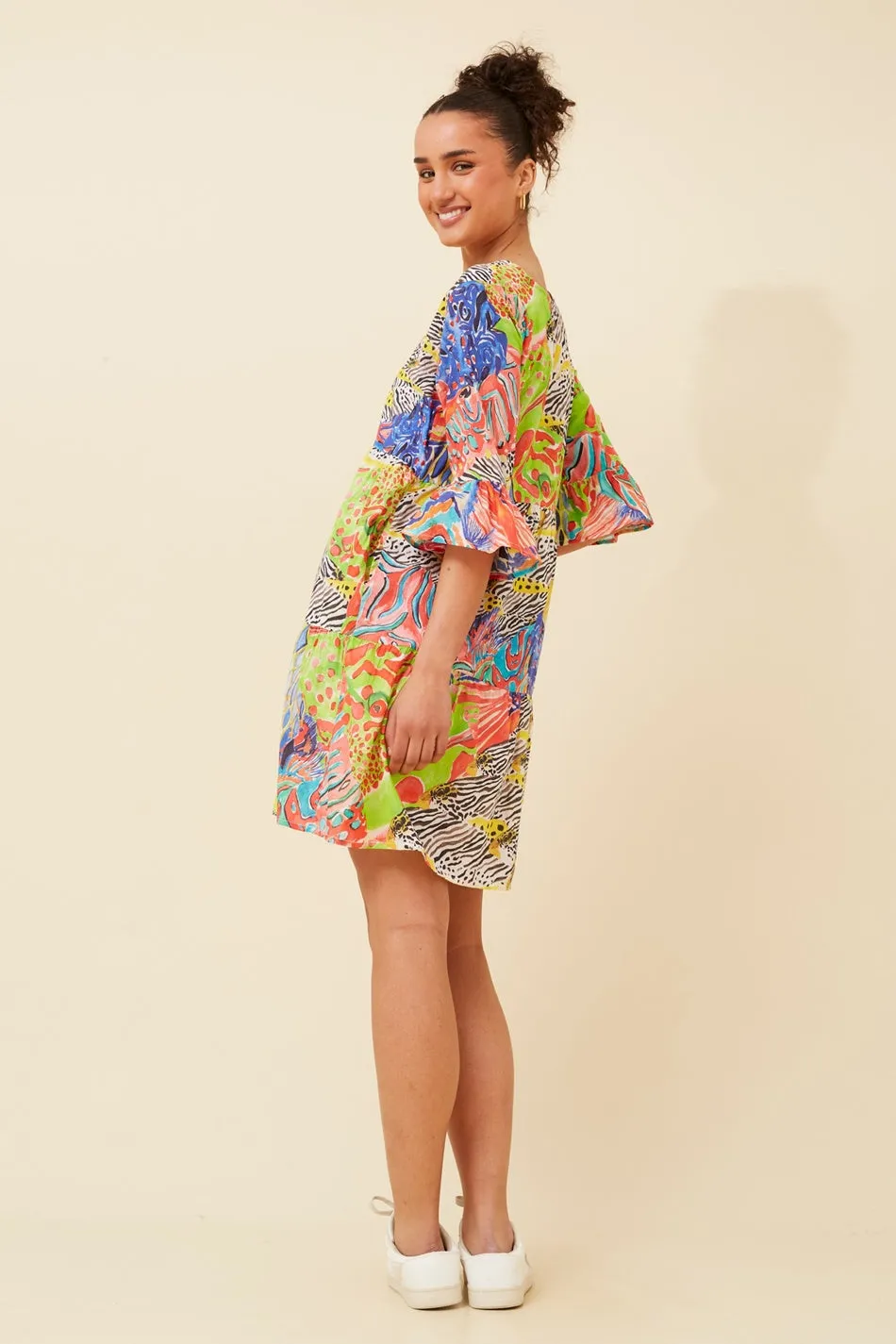 LEXRIE ABSTRACT PRINT DRESS