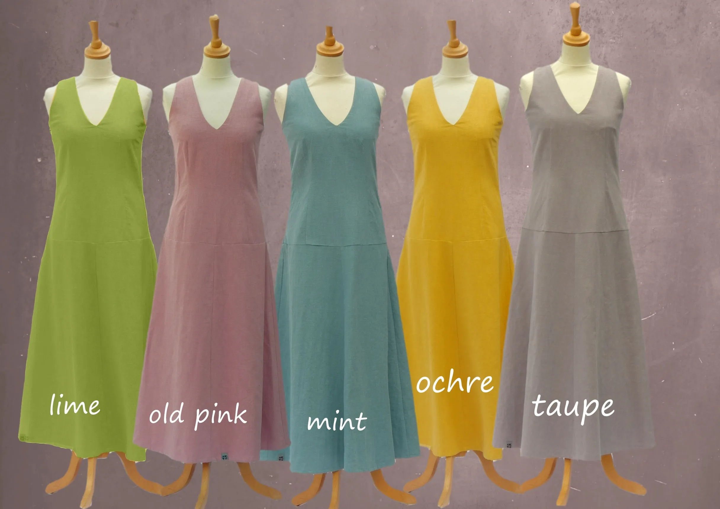 Linnen maxi jurk met V hals, Linen maxi dress with V neck